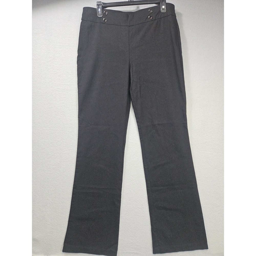 Sag Harbor Womens Black Pull On Dress Pants Size 12 Stretch Straight Trousers